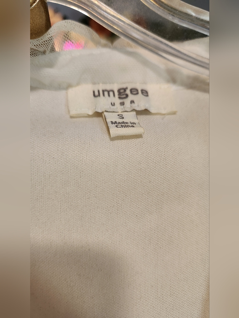 Umgee Size S Ivory Long Sleeved Chiffon Mini Dress - Picture 4 of 10